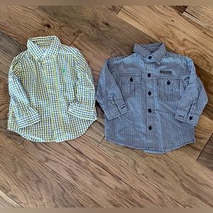 2 long sleeve button down shirts, 18M